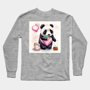 Heart-Shaped Treats for Panda Bear Long Sleeve T-Shirt